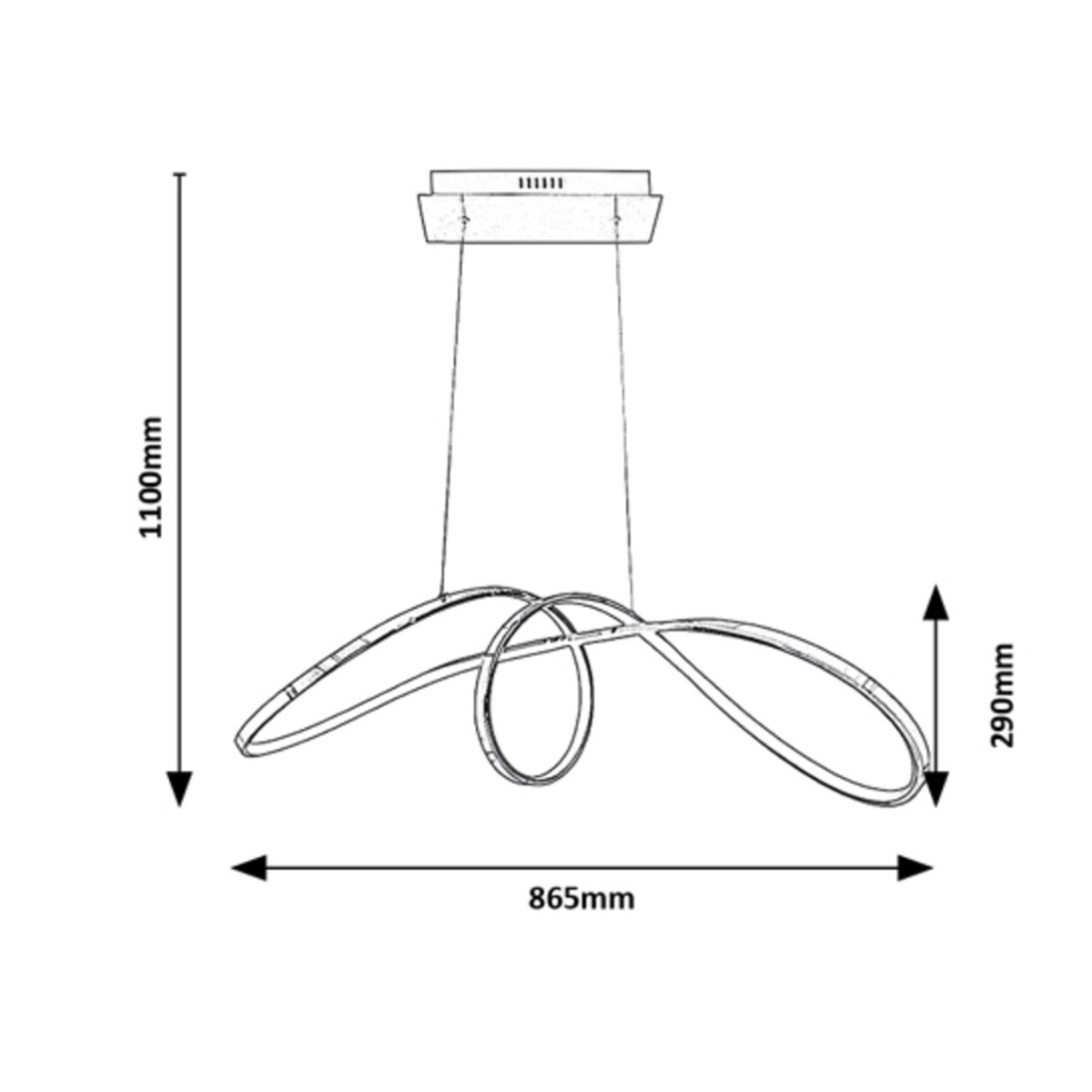 Aisha – модерен LED пендел 38W, хром, естествена светлина