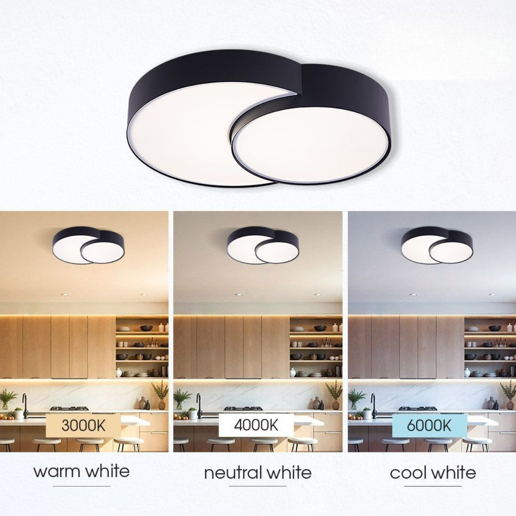 LED – модерен таванен плафон 35W, черен, регулируема светлина 3000–6000K