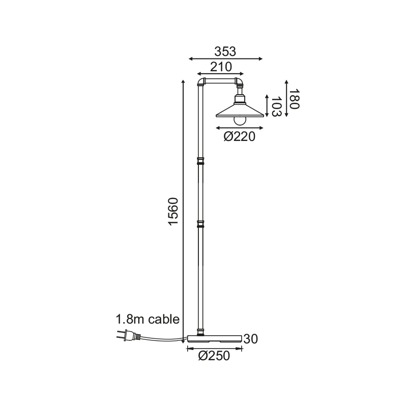 Лампион PIPE - 1560mm - AVA Lighting