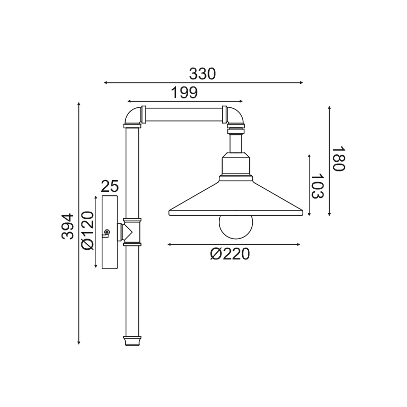 Винтидж аплик PIPE - AVA Lighting