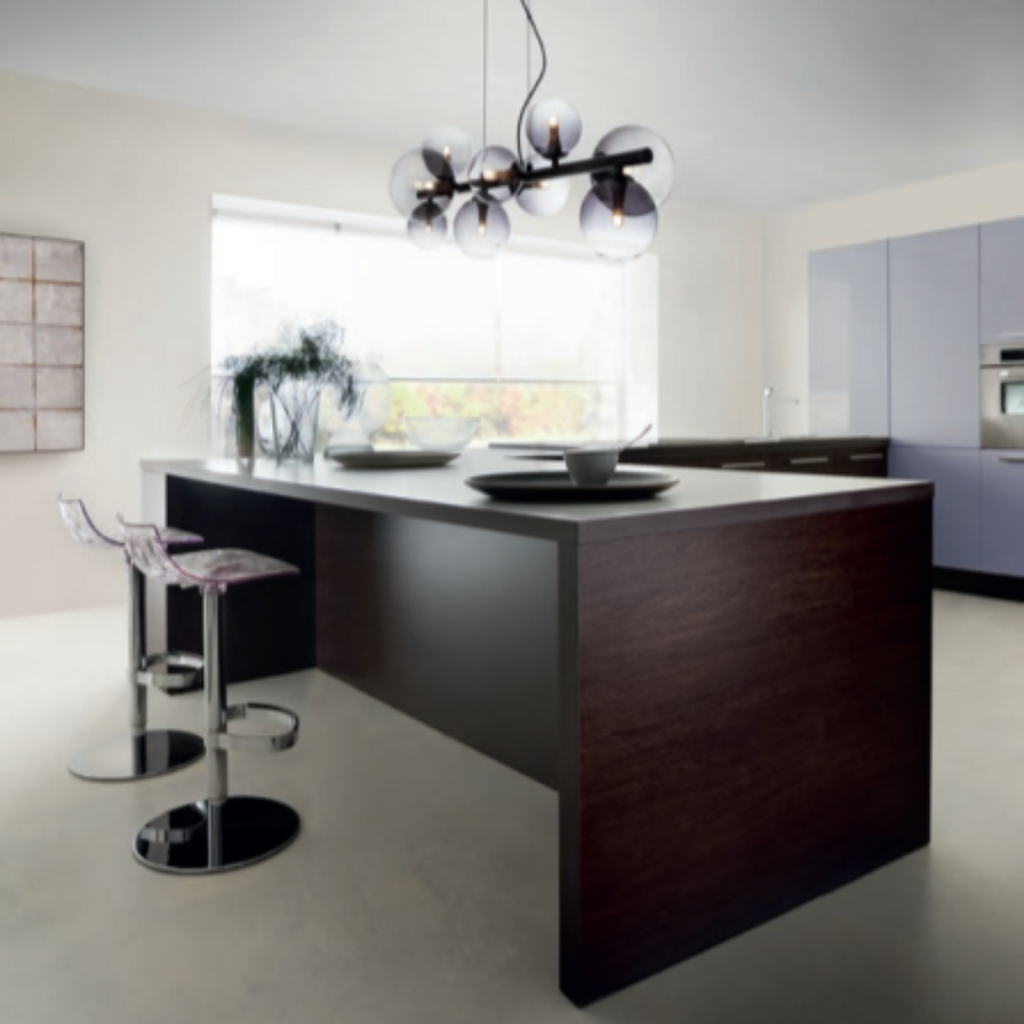 ASTRA, hanging pendant lamp, black matt, 9xE14, smoked glass
