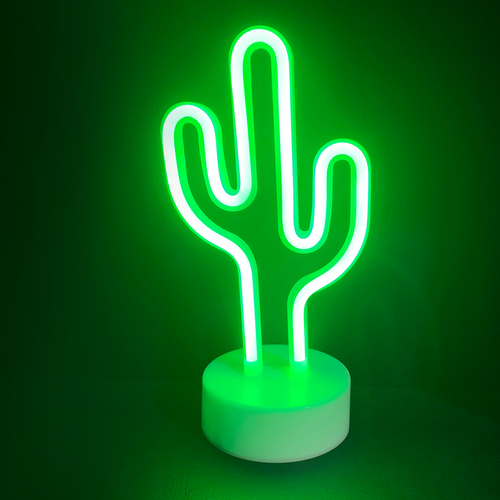 "CACTUS" 45 NEON LED LIGHTS WITH BATTERY (3xAA)/USB GREEN IP20 15x10x25.5cm
