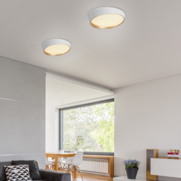 LED плафониера FEEDO CLASSIC – метал и акрил, 32W, CCT, Ø400mm, бяла