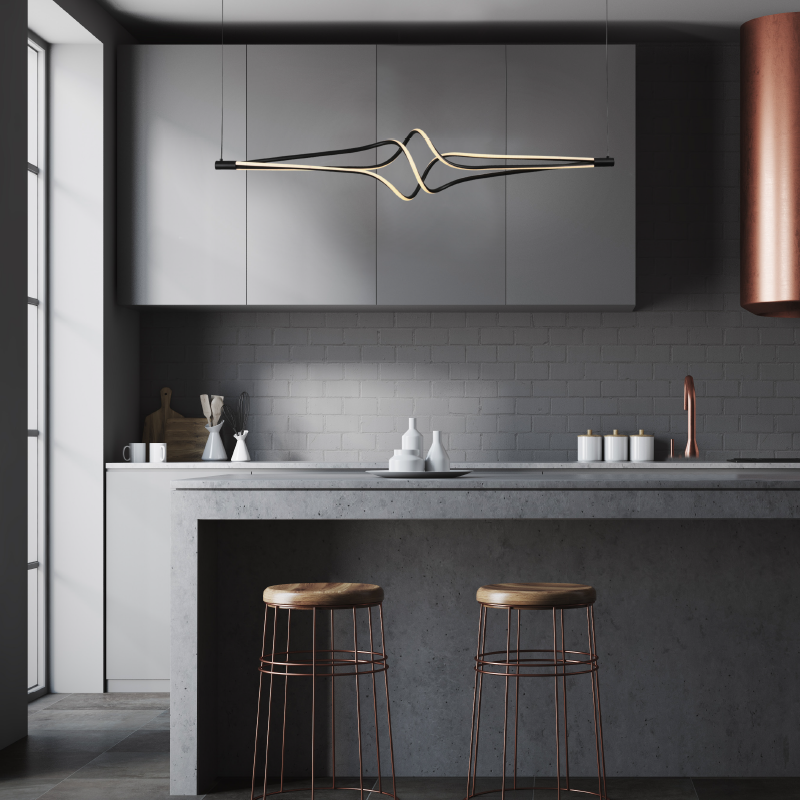 LED pendant light HM607, black aluminum and acrylic, 48W, CCT, 3800lm, IP20