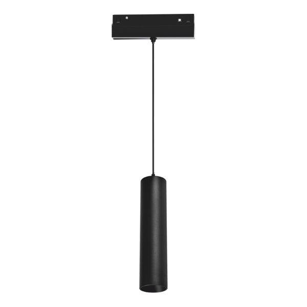 Магнитен висящ LED осветител HUBEP 48V DC (9W, 3000K/4000K, 36°) за магнитна шина, наличен в матово черно.
