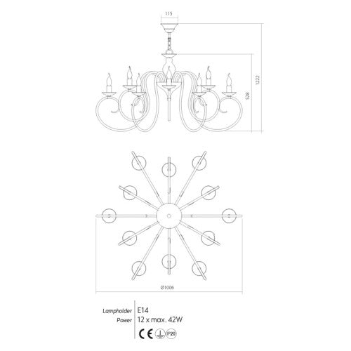 Chandelier CIRCE - Diameter: 1006 mm, Color: White