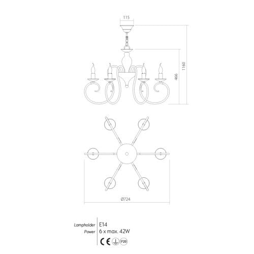 Chandelier CIRCE - Diameter: 724mm, Color: Bronze