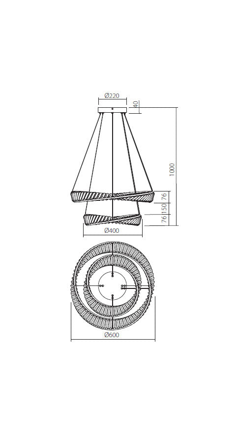 Crystal LED Chandelier - Diameter: 600mm x 400mm OBLIGE IOB PS+M 11