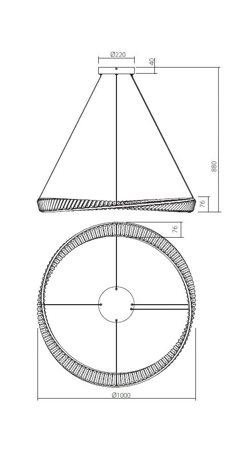 Crystal LED Chandelier OBLIGE - Diameter: 1000mm IOB PXL 11