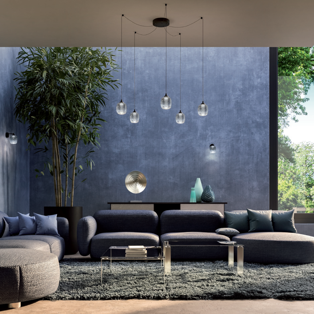 Khadi wall lamp, matte black and smoked glass, 6W LED 3000K