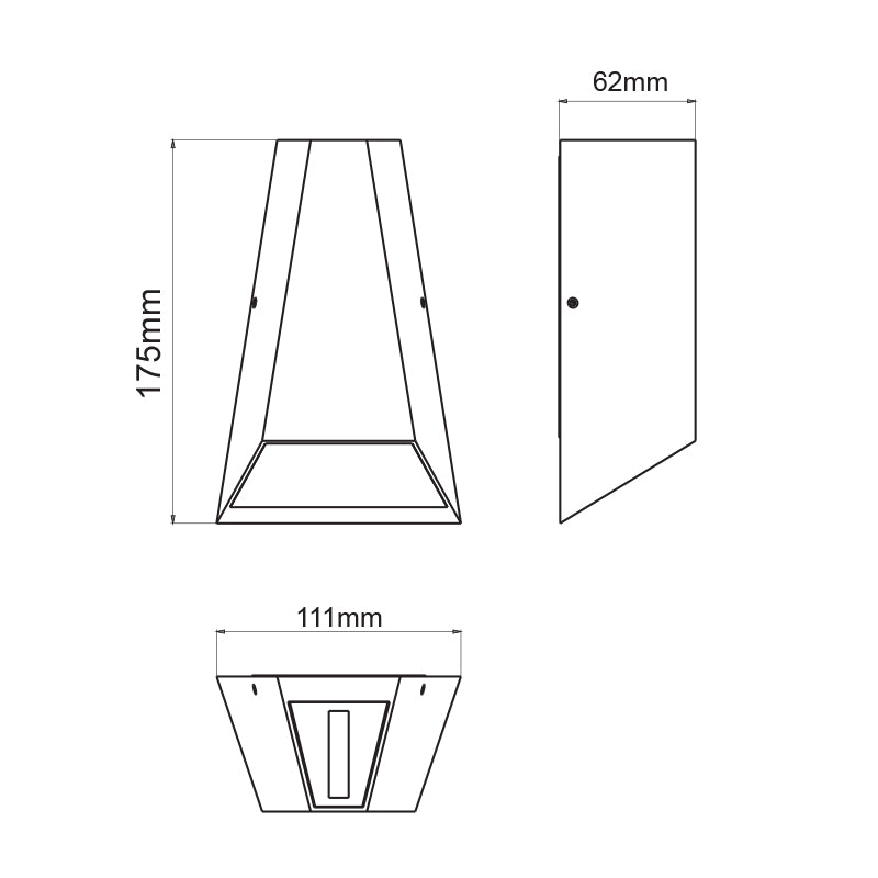 LED wall light "PyramidGlow" for outdoor use IP54, 6W, warm white