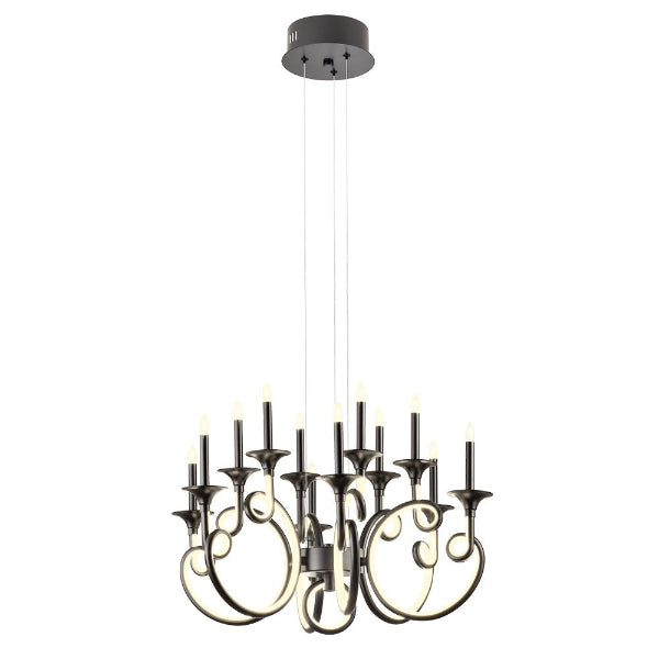 LED Полилей Chateau М черен- AVA Lighting. Модерен Led пендел комбиниран с класически форми от Incanti.