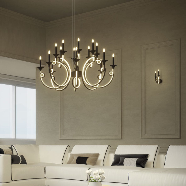 LED Полилей Chateau М - AVA Lighting. Модерен Led пендел монтиран в хол.