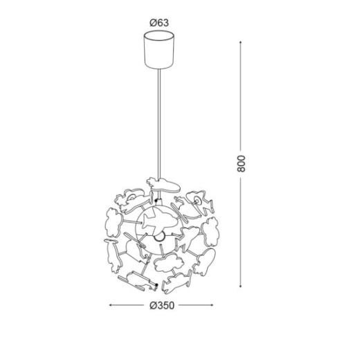 Детски пендел FLOWERS MD160224FLW – цветна лампа с флорални мотиви, E14, 4x40W | ACA Lighting