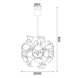 Детски Пендел за осветление KIDS SPACE - 4xE14, многоцветен - AVA Lighting