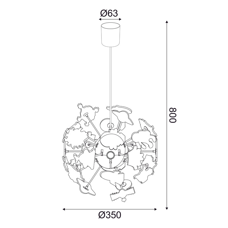 Детски Пендел за осветление KIDS SPACE - 4xE14, многоцветен - AVA Lighting