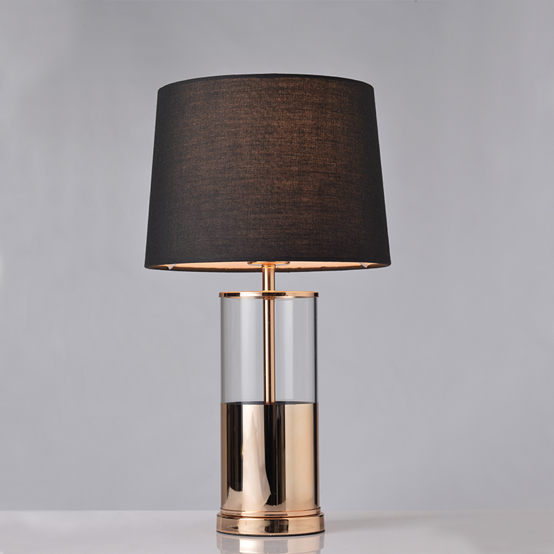 Renouar table lamp, black shade, gold body, Ø25×45 cm, E27