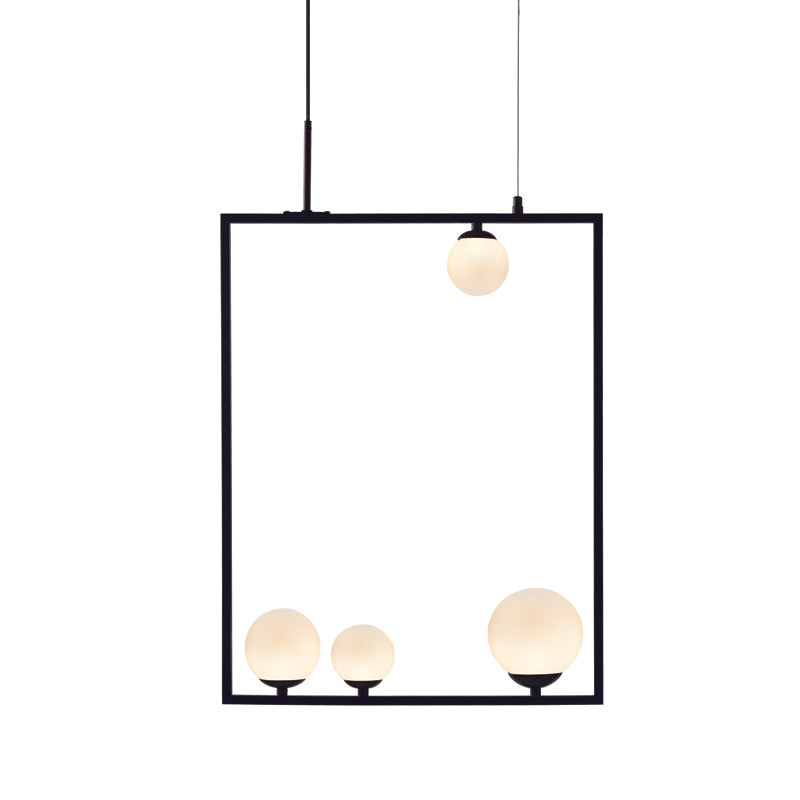 Пендел QUADRO 4xG9 - черен метал и бяло стъкло 49 x 12 x 120 см - AVA Lighting