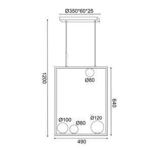 Пендел QUADRO 4xG9 - черен метал и бяло стъкло 49 x 12 x 120 см - AVA Lighting