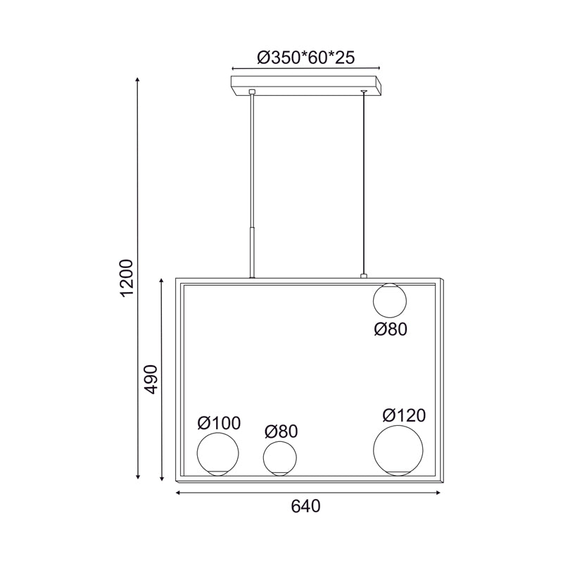 Пендел QUADRO 4xG9 - черен метал и бяло стъкло 64 x 12 x 120 см - AVA Lighting