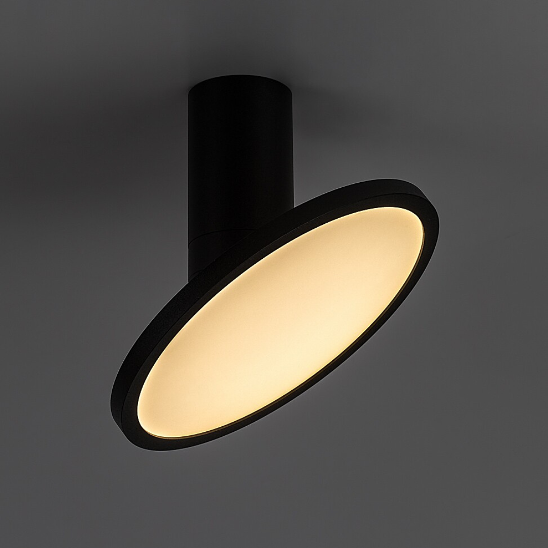 Ovidia – таванна LED лампа, 20W, регулируема дискова глава, технически стил
