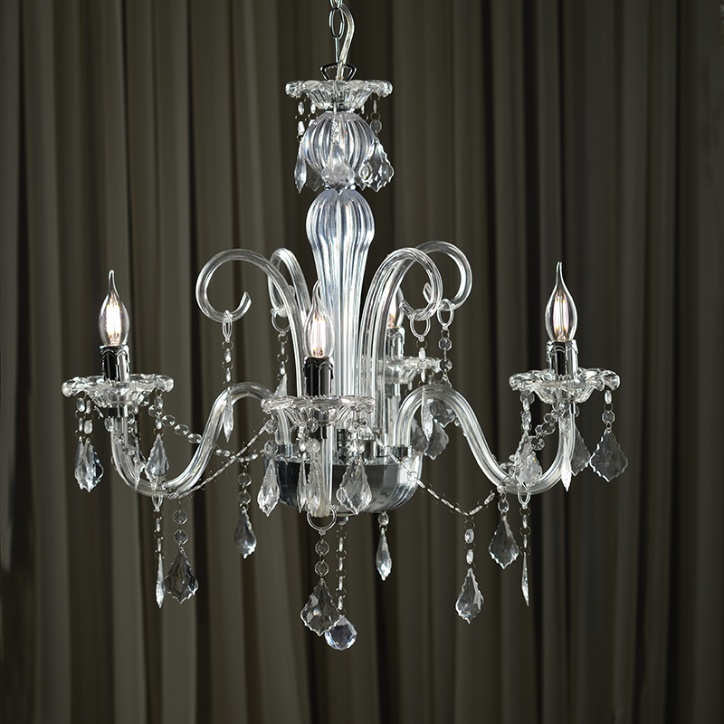 Chandelier GIZA, transparent acrylic, 4xE14, Ø62xH130 cm