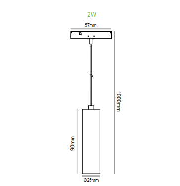 Мини черна цилиндрична магнитна висяща лампа 24V DC, 2W, 4000K, Φ25*90(1000) мм - AVA Lighting