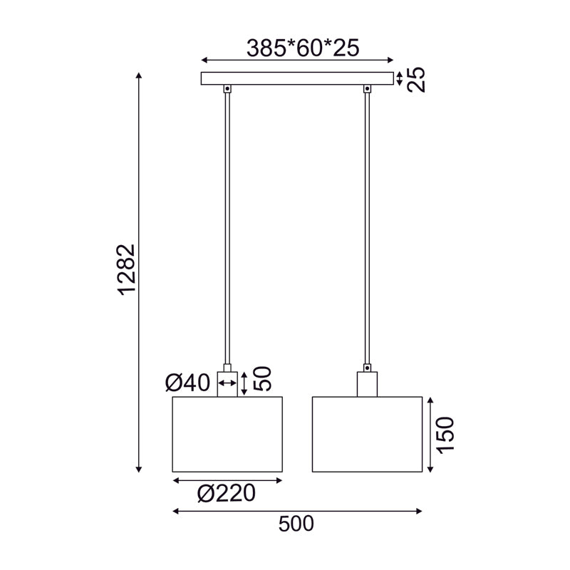 Пендел с 2 E27 крушки - кремав текстил и дърво - AVA Lighting