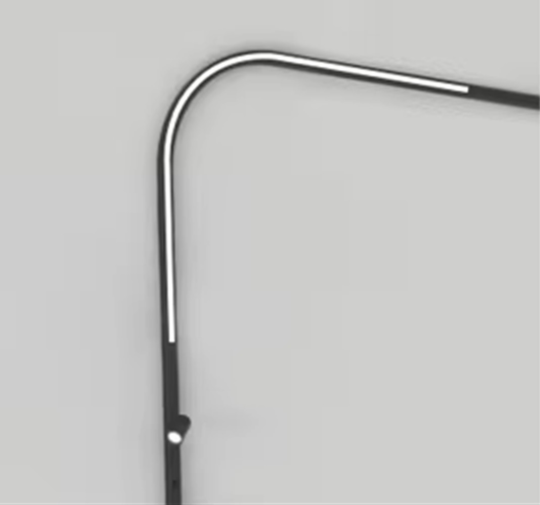 TMSR – black curved corner for mini magnetic rail, R200/R300/R400 mm, modern style