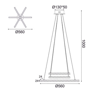 Пендел CANELA – Дърво и Бял Метал, LED 27W, 3000K, 2850lm - AVA Lighting