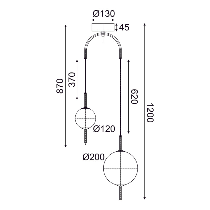 Пендел AMELIA – Черен Метал и Бяло Стъкло, LED 11W, 3000K, 1150lm - AVA Lighting