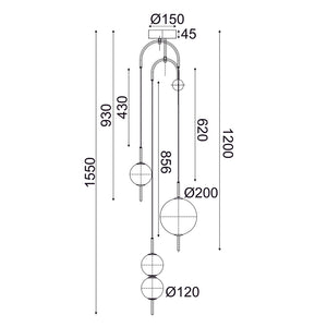 Пендел AMELIA – Черен Метал и Бяло Стъкло, LED 19W, 3000K, 1950lm - AVA Lighting