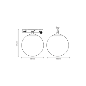 Мини черна магнитна сферична лампа 24V DC, 7W, 3000K - AVA Lighting