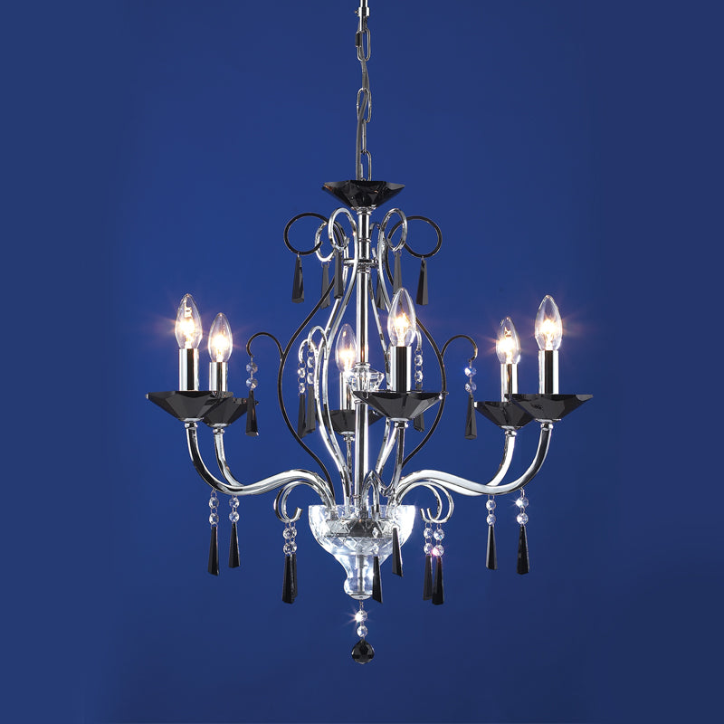Пендел с 6 светлини - черно стъкло и метал - AVA Lighting