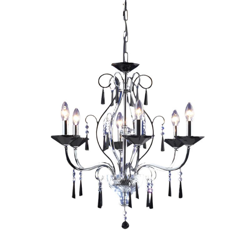 Пендел с 6 светлини - черно стъкло и метал - AVA Lighting