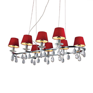 Полилей с 8 E14 крушки в червен цвят - 122x64 см - AVA Lighting