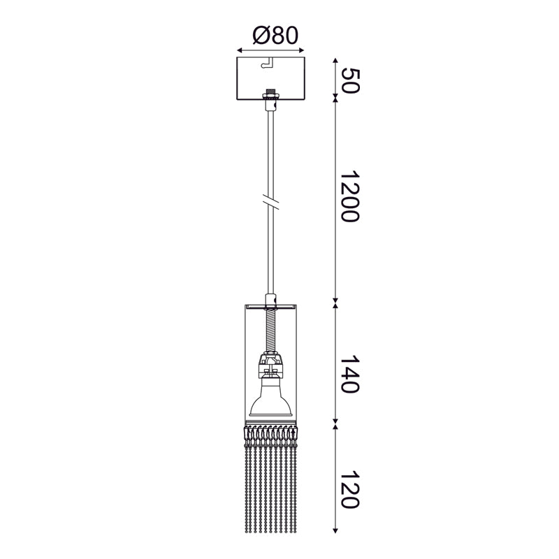 Пендел с 1 GU10 крушка - златен метал H150 см - AVA Lighting