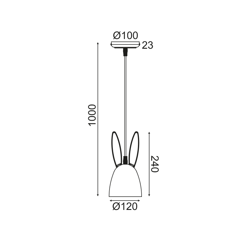 Пендел "Bunny" – Розов, за детска стая, 1xE27 - AVA Lighting