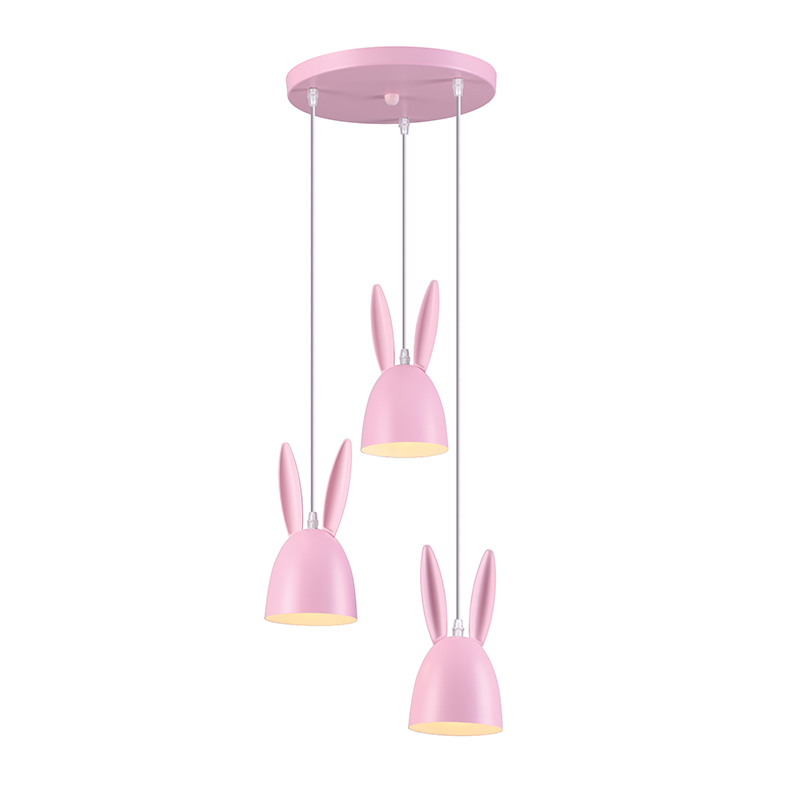 Полилей "Bunny" – Розов, за детска стая, 3xE27 - AVA Lighting