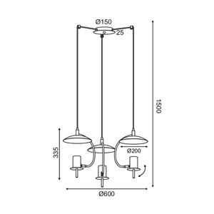 Пендел PARACHUTE 3xGU10 - черен и бял метал D60 x H150 см - AVA Lighting