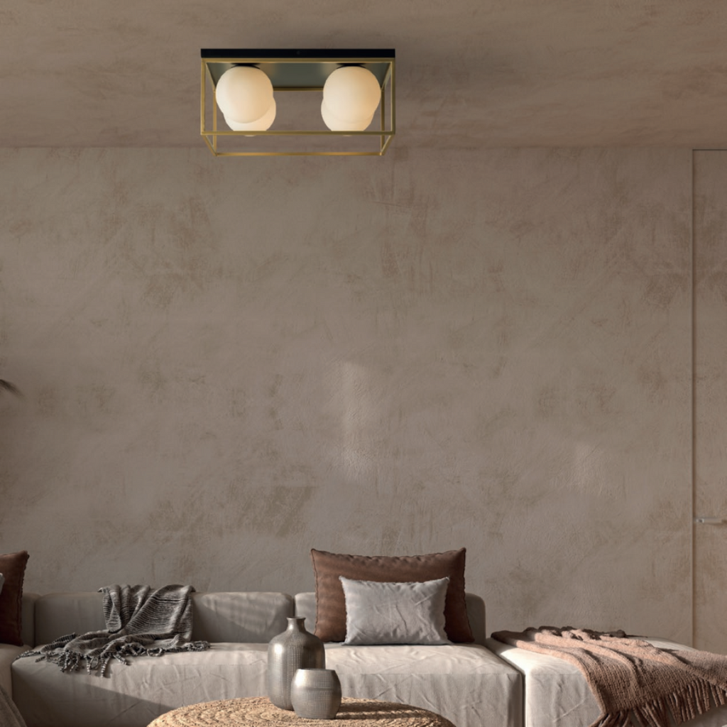 Zodiac ceiling light – matte black and brass, 4 lights, modern style