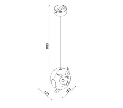 Детски пендел KOKKA ZN160201PBL – син бухал, кафява основа, E14, 1x40W | ACA Lighting
