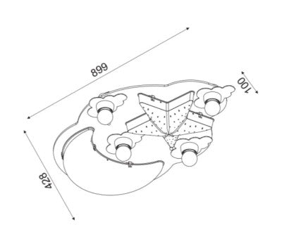 Детски плафон DREAMS ZN170066CB – небе, луна и звезда, син и жълт цвят, E27, 4x60W | ACA Lighting