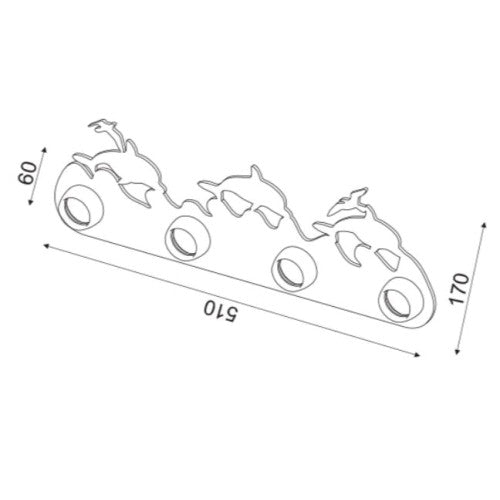 Детски стенен аплик KIDS ZN170114WB – делфини, син шперплат, E27, 4x60W | ACA Lighting