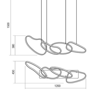 LED пендел Bias - 1200мм, 90W, 3-степенен димер, 3000K-6500K - AVA Lighting