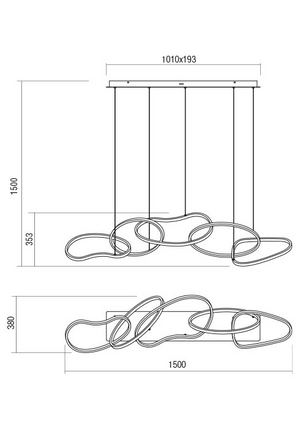 LED пендел Bias 5 дифузера - 1500мм, 120W, 3-степенен димер, 3000K-6500K - AVA Lighting