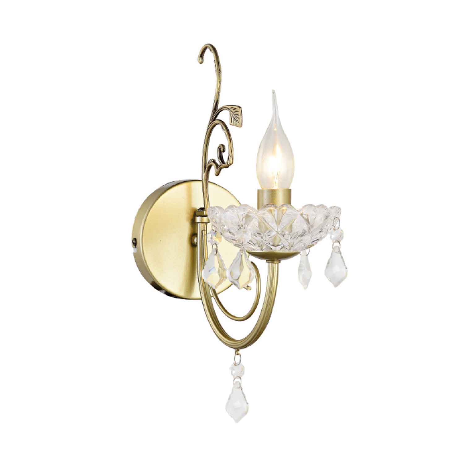 Wall lamp FABERGE, metal golden bronze and crystal, 1xE14, 12x27xH37 cm