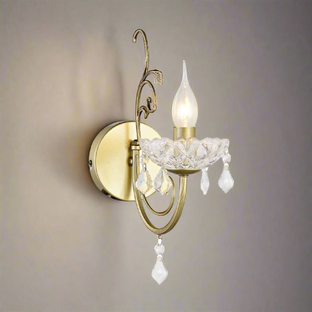 Wall lamp FABERGE, metal golden bronze and crystal, 1xE14, 12x27xH37 cm