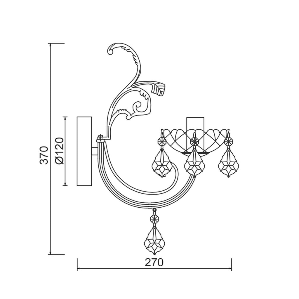 Wall lamp FABERGE, metal golden bronze and crystal, 1xE14, 12x27xH37 cm