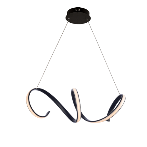 Hanging LED lighting CLEO, black aluminum, 40W, 3000K, 2400lm, 64x22xH120 cm